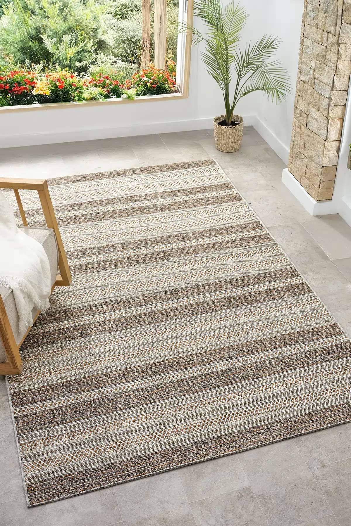 Seyran Halı Hasır Görünümlü Etnik Halı Terra