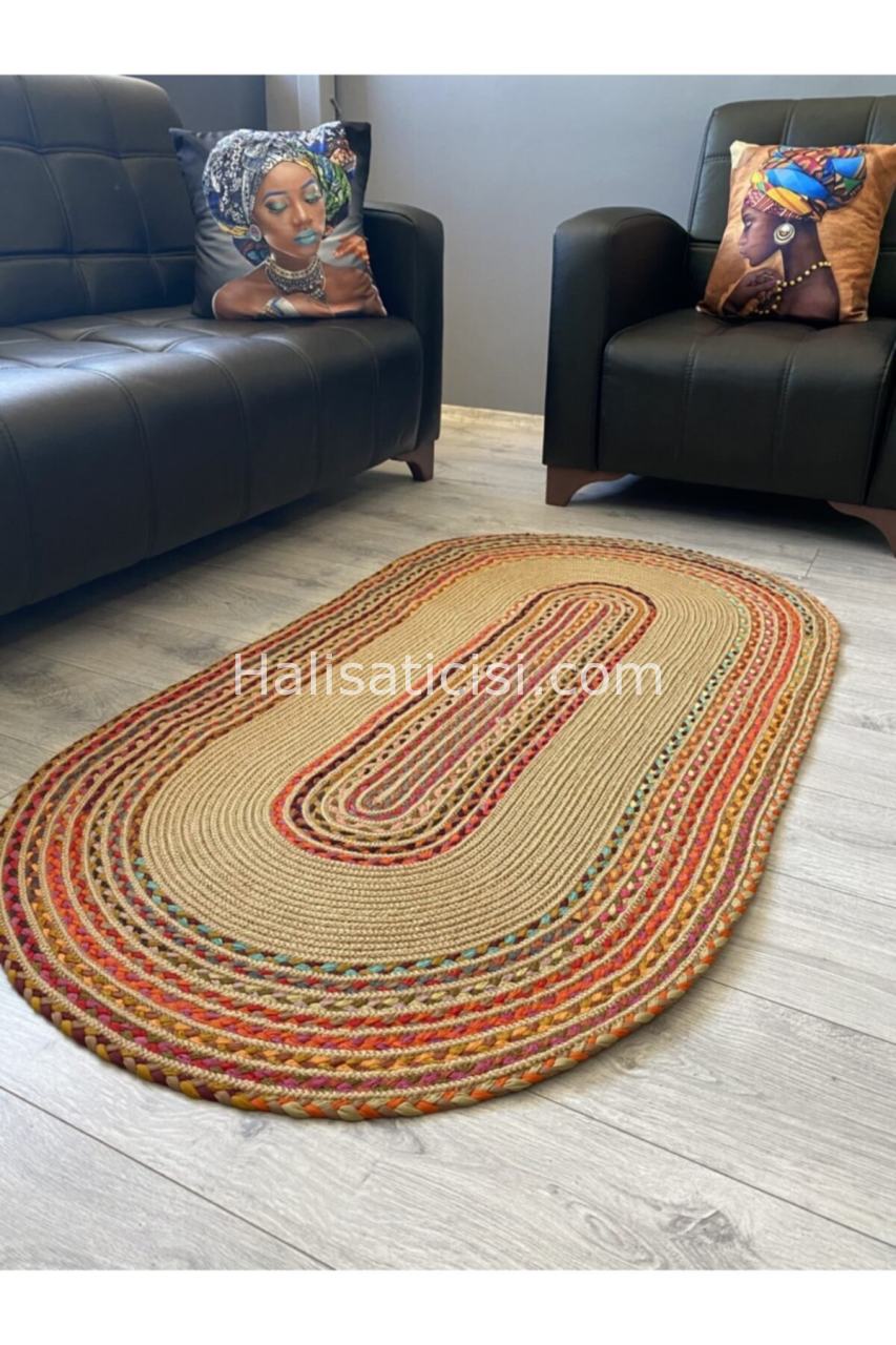 Jüt Halı Doğal El Yapımı Oval Model:406